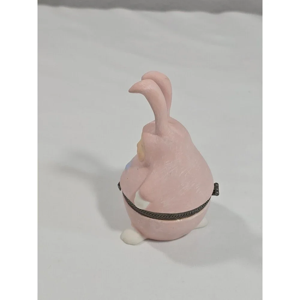 Dept 56 Krinkles Porcelain Trinket Box hinged Pink Easter Bunny 4in